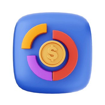 A colorful icon with a dollar coin on it png