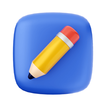A blue and yellow pencil icon on a black background png