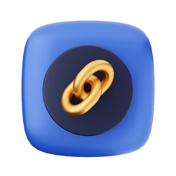 A blue and gold link icon on a black background png