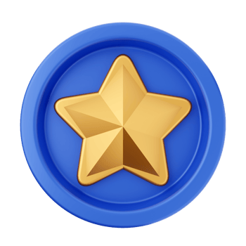 A gold star icon on a blue button png