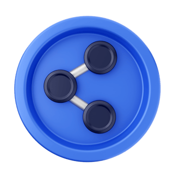 A blue button with two black circles on it png