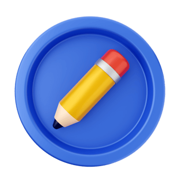 A blue plate with a pencil and a red eraser png