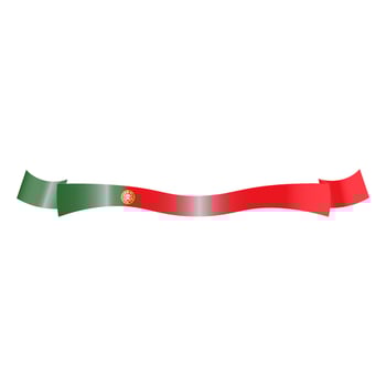 Glossy Ribbon Banner with Wavy Portuguese Flag Colors and National Crest vector