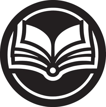 Black and white logo of an book illustration. vector