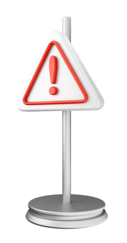 A red and white warning sign on a pedestal png
