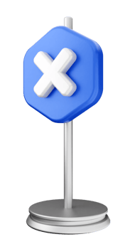 A blue x sign on a stand png