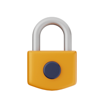 An orange padlock with a blue button on it png