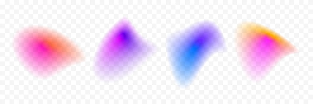 Abstract blur gradient shape set. Pastel colored smooth liquid blob gradation collection. Y2K blurry round aura pack. Bright iridescent fluid bundle for collage, template, badge, sticker vector