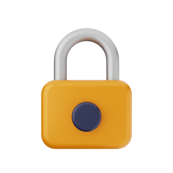 An orange lock with a blue button on it png