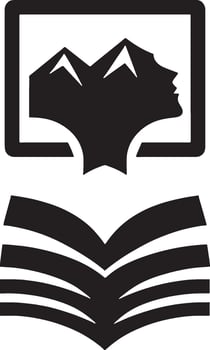 The logo illustration for the library of the mountains vector
