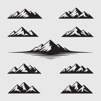 Set of mountain icons silhouette vector