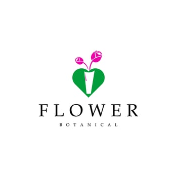 Minimalist Love Botanical Flower Logo vector