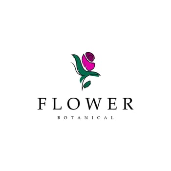 Minimalist Botanical Leaf Purp Flower Logo Vectorle vector