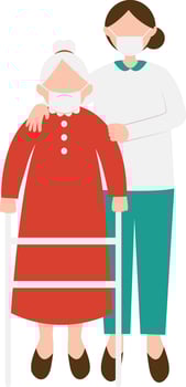 Volunteers Woman Helping Elderly Walking vector
