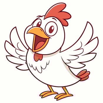 A cartoon chicken with open wings and a big smile vector