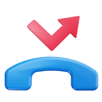 3D Icon Declined Call Red Arrow png