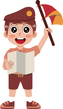 Illustration of Boy Scout with Map and Flag png