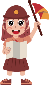 Illustration of Girl Scout with Map and Flag png