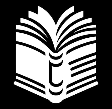 A black and white open book icon vector