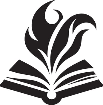 An open book with flames on it vector