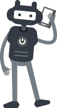 Cute Black Humanoid Robot Character Talking on Smartphone png