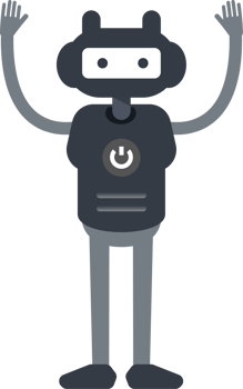Cute Black Humanoid Robot Character Raising Hands png
