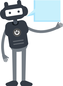 Cute Black Humanoid Robot Character and Speech Bubble png