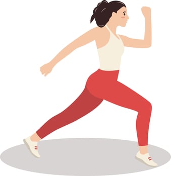 Young Woman Running Marathon Illustration on White Background vector