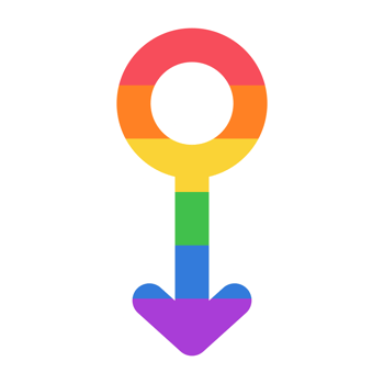 A rainbow colored arrow with a male symbol on it png