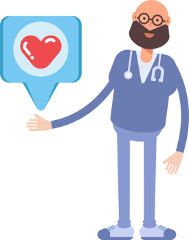 Male Physician Character and Heart Message png