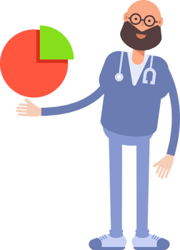 Male Physician Character Holding Pie Chart png