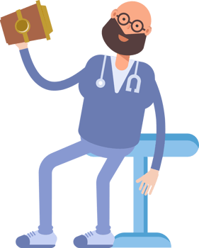 Male Physician Character Drinking Coffee png