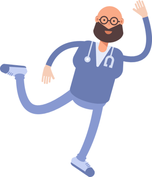 Male Physician Character Jumping and Flying png