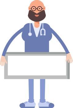 Male Physician Character and Blank Signage png