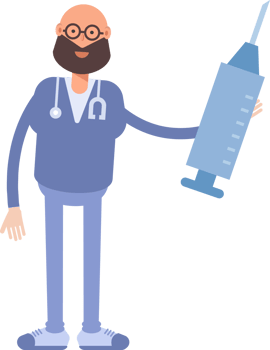 Male Physician Character Holding Medical Syringe Illustration png
