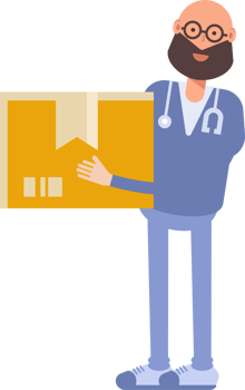 Male Physician Character Holding Box png