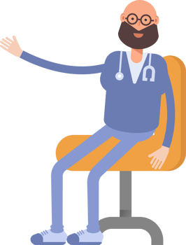 Male Physician Character Sitting on Office Chair png