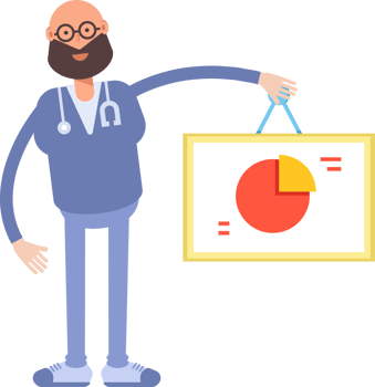 Male Physician Character Holding Pie Chart Signage png