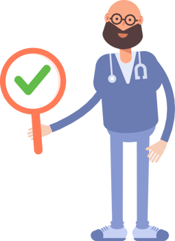 Male Physician Character Showing Check Mark png