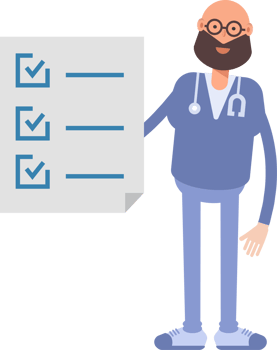 Male Physician Character and Check List Document png