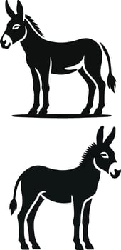 two black and white donkey silhouettes on a white background vector