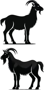 goat silhouette on white background vector