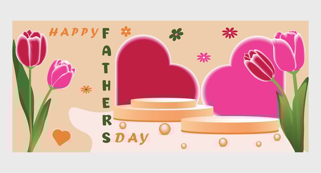 Holiday happy father's day banner set plants, leaves, flowers art. Abstract and minimalist style product sale mockup template poster, banner, covers, branding, labels, ads vector