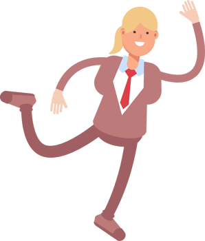 Businesswoman in Suit Character Jumping and Flying png