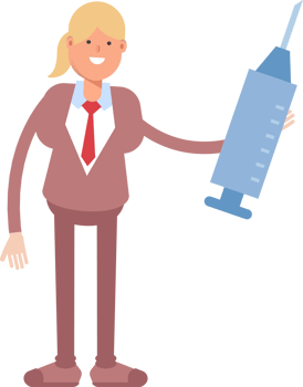 Businesswoman in Suit Character Holding Medical Syringe Illustration png