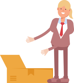 Businesswoman in Suit Character Opening Box png