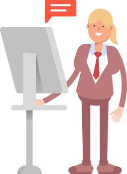 Businesswoman in Suit Character Working on Computer png