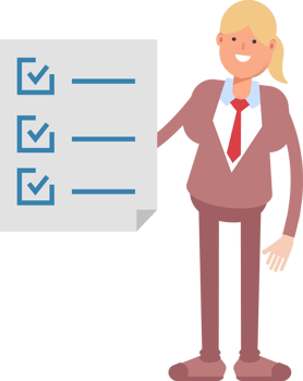 Businesswoman in Suit Character and Check List Document png