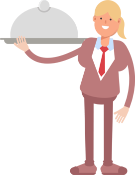 Businesswoman in Suit Character Holding Food Dish png