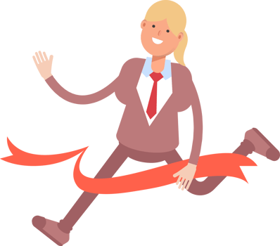 Businesswoman in Suit Character Running at Finish Line png